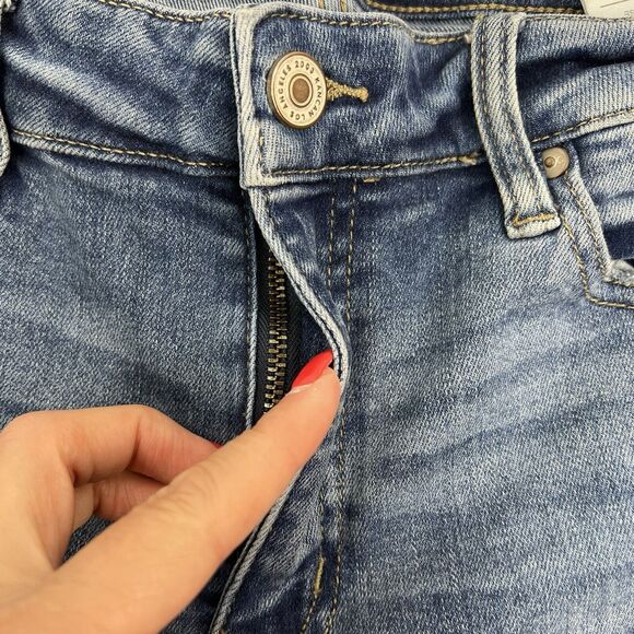 KanCan Size 9 28 Jeans Leopard Patched Holes Distressed Mid Rise Skinny Stretch - Picture 5 of 11